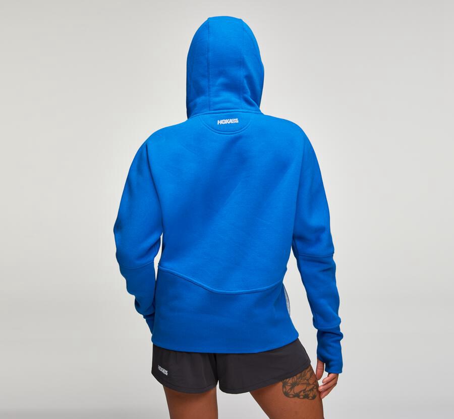 Hoka One One Kapşonlu Sweatshirt Kadın Mavi - Performance - SR3509178